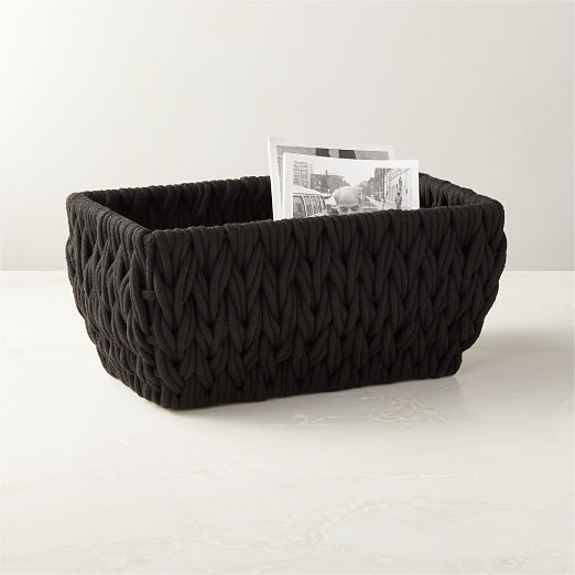 Conway Rectangular Black Cotton Storage Basket Small