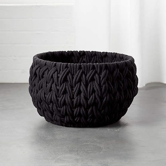 Conway Round Black Cotton Storage Basket Large + Reviews | CB2