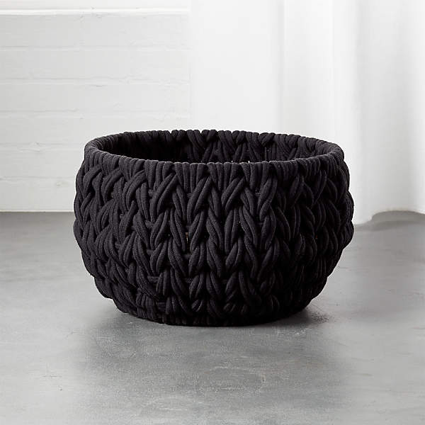 Conway Rectangular Black Cotton Storage Basket Small + Reviews