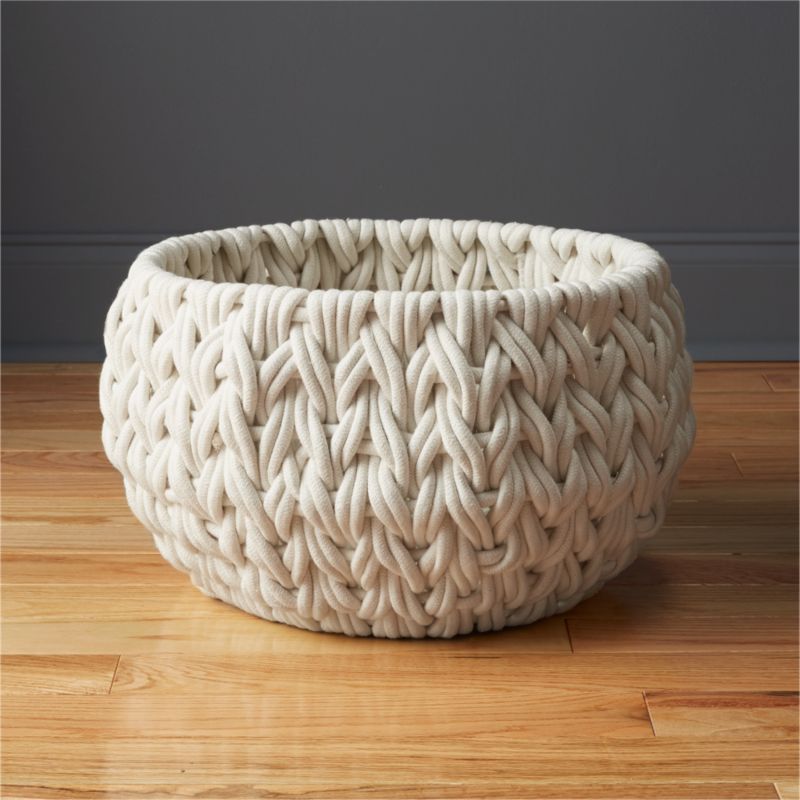 View Conway Round White Cotton Storage Basket Small details