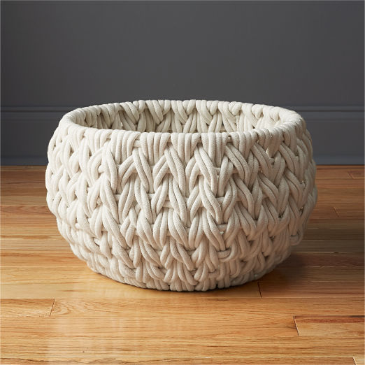 Conway Round White Cotton Storage Basket Small