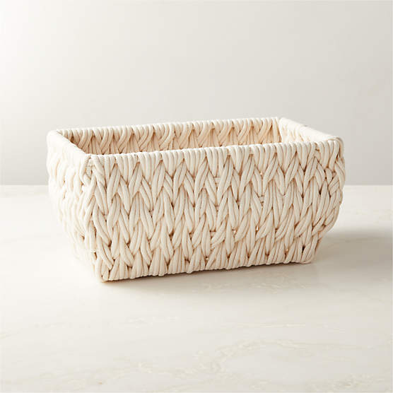 Conway Rectangular White Cotton Storage Basket Small