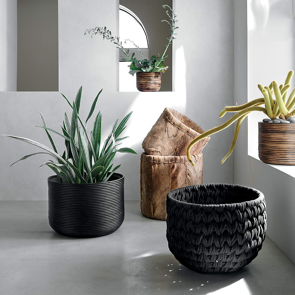 Basket Burnt Rattan Modern Planters