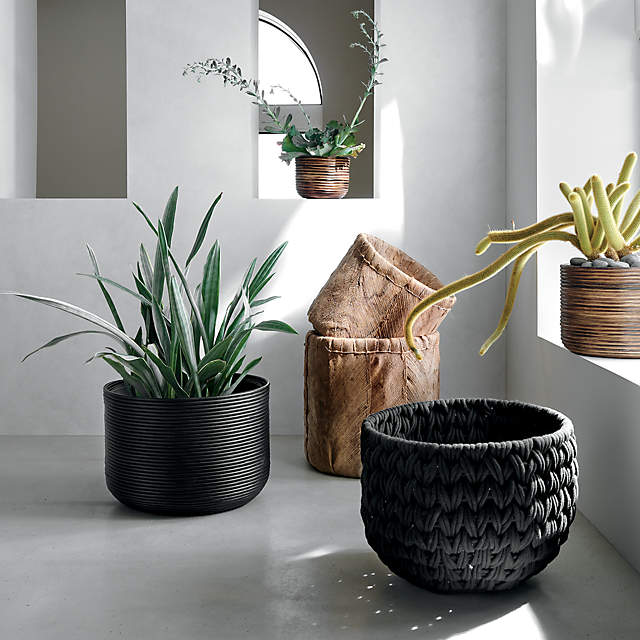 Basket Burnt Rattan Large Modern Planter + Reviews | CB2 Canada