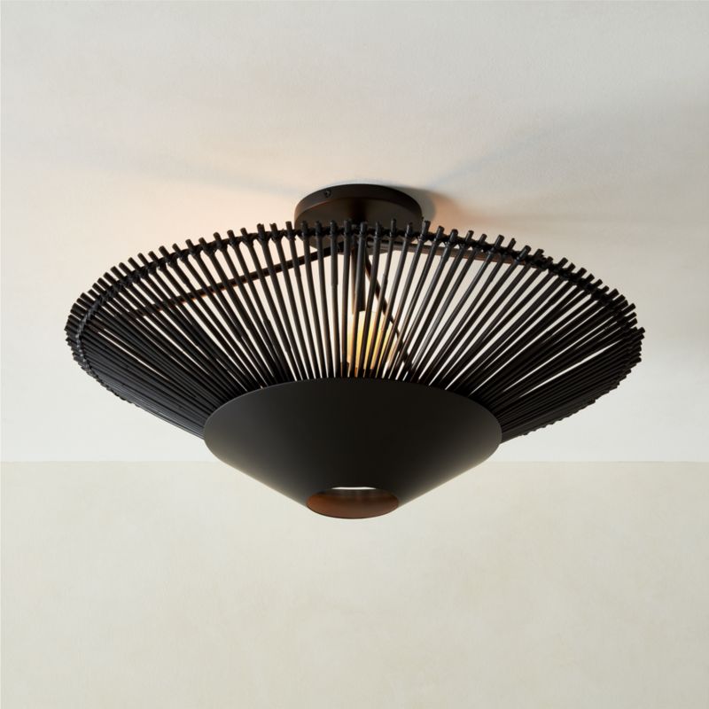 Copa Tiered Blackened Rattan Flush Mount Light - image 0 of 5