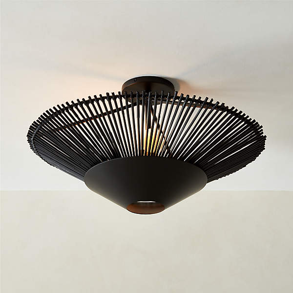 Copa Modern Tiered Blackened Rattan Flush Mount Light + Reviews