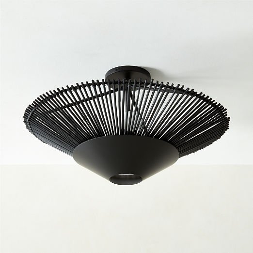 Copa Tiered Blackened Rattan Flush Mount Light