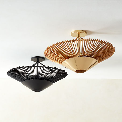 Copa Tiered Blackened Rattan Flush Mount Light