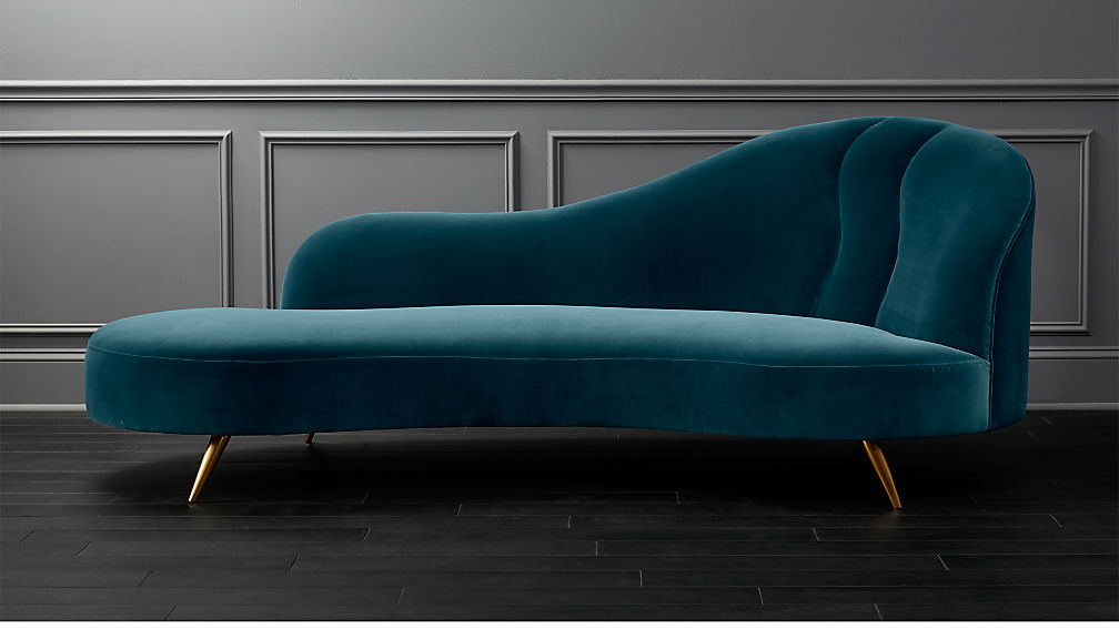 Copine Pea Velvet Curved Chaise Lounge Reviews Cb2