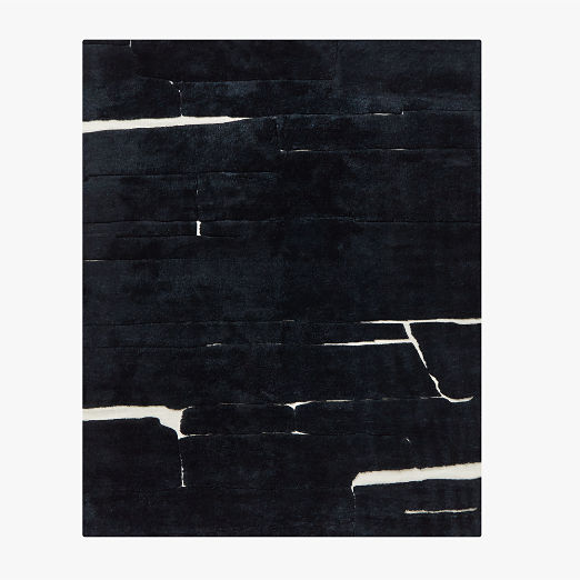 Copley Hand-Knotted Black with Warm White New Zealand Wool Area Rug 8'x10'