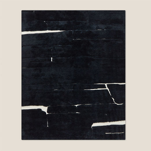 Copley Hand-Knotted Black with Warm White New Zealand Wool Area Rug 10'x14'