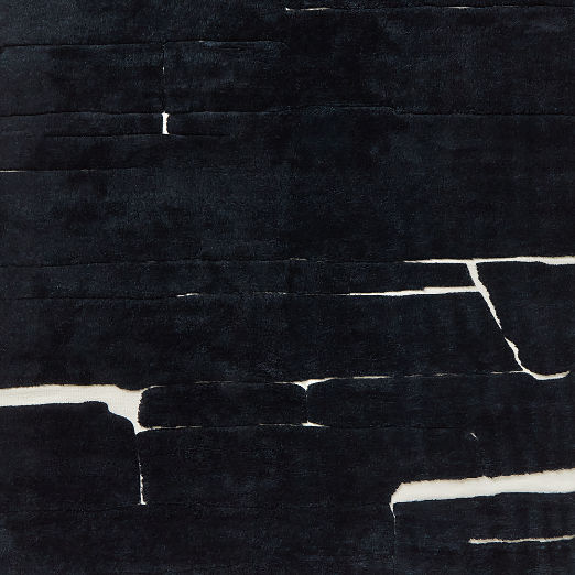 Copley Hand-Knotted Black with Warm White New Zealand Wool Rug Swatch 12"x12"