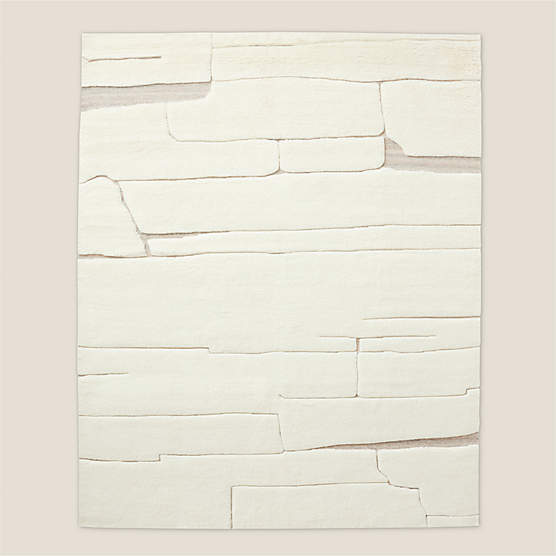 Copley Hand-Knotted Warm White with Taupe New Zealand Wool Area Rug 6'x9'