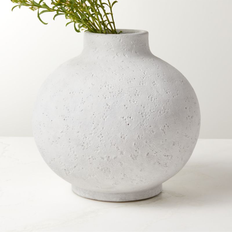 View Coralie Round White Terracotta Vase details