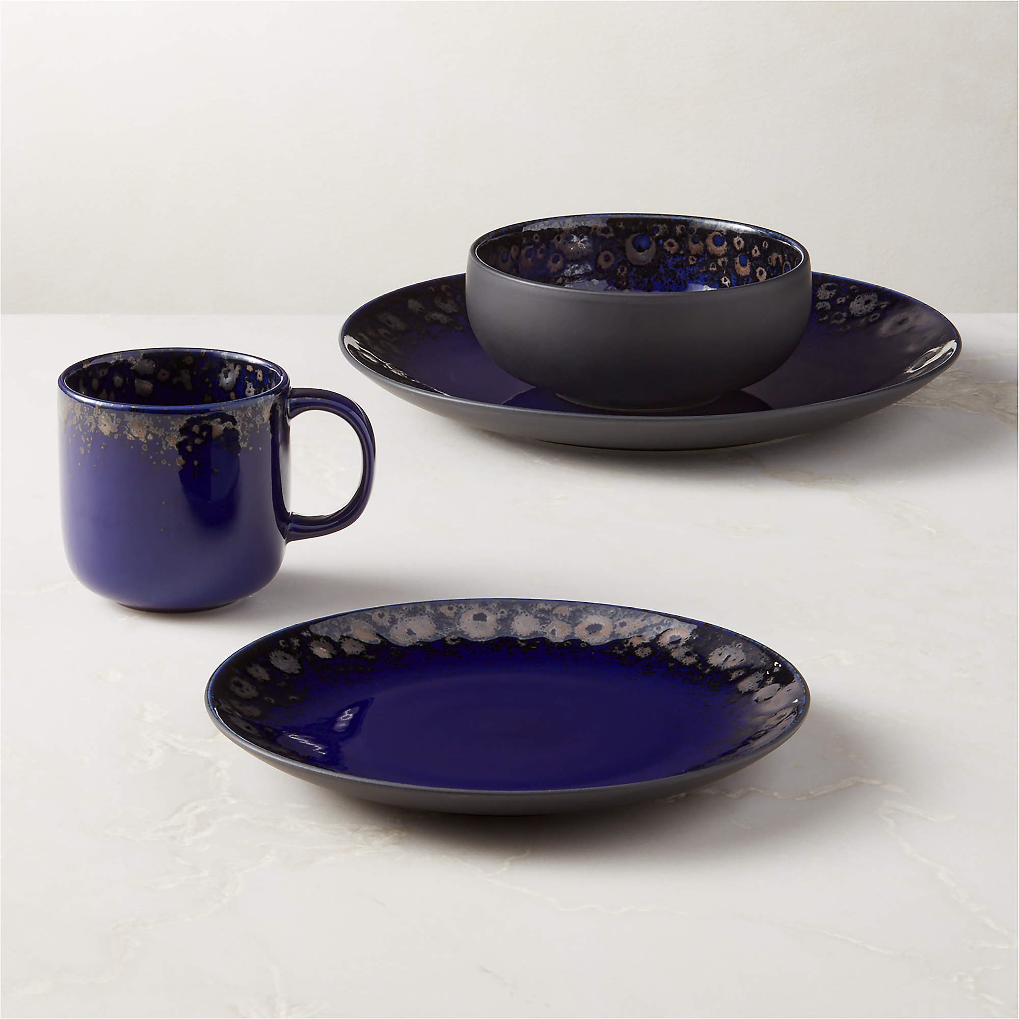 Cordelia 4Piece Cobalt Blue Dinnerware Set with Soup Bowl CB2