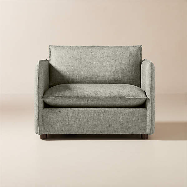 Corroy Charcoal Grey Linen Chair and a Half CB2
