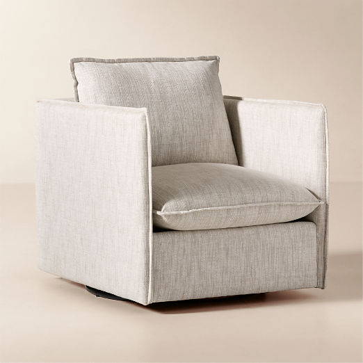 Corroy Natural Linen Swivel Chair Set of 2