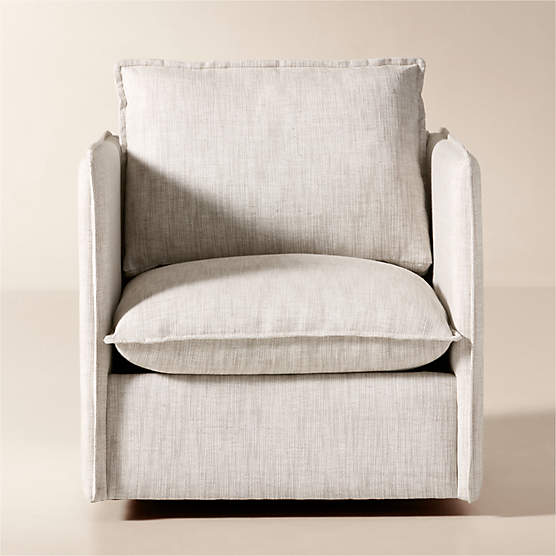 Corroy Natural Linen Swivel Chair