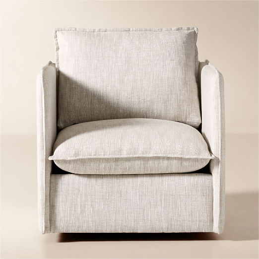 Corroy Natural Linen Swivel Chair