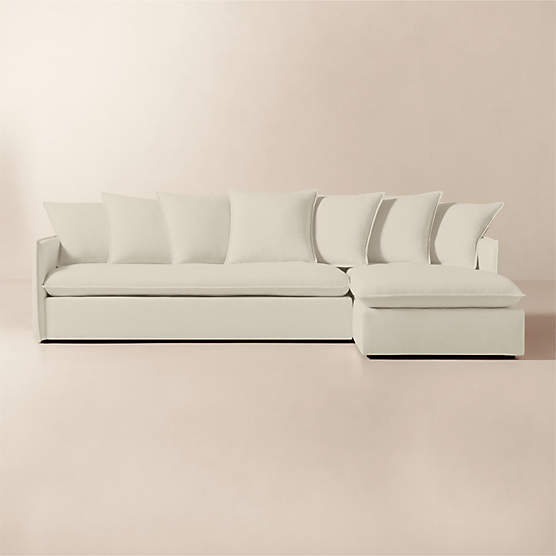 Corroy Scatter Back Ivory Performance Linen Right-Arm Chaise Sectional Sofa