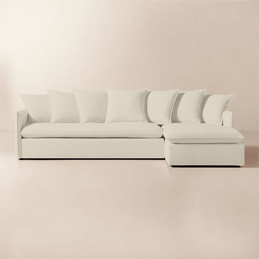Corroy Scatter Back Ivory Performance Linen Right-Arm Chaise Sectional Sofa
