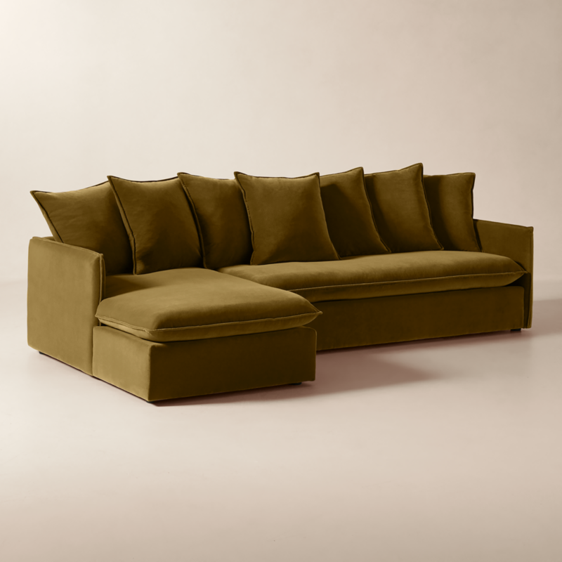 Corroy Scatter Back Brown Performance Velvet Left-Arm Chaise Sectional Sofa - image 2 of 11