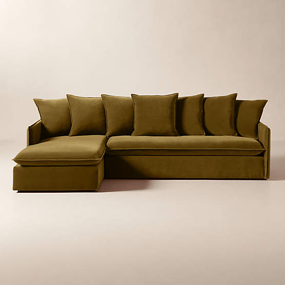 Corroy Scatter Back Brown Performance Velvet Left-Arm Chaise Sectional Sofa