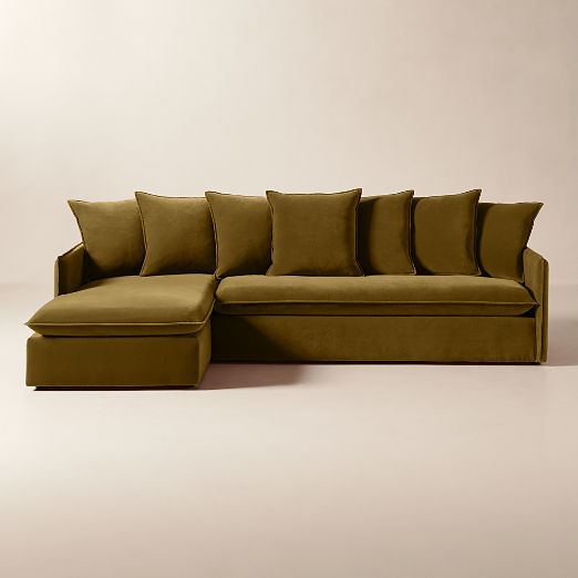 Corroy Scatter Back Brown Performance Velvet Left-Arm Chaise Sectional Sofa