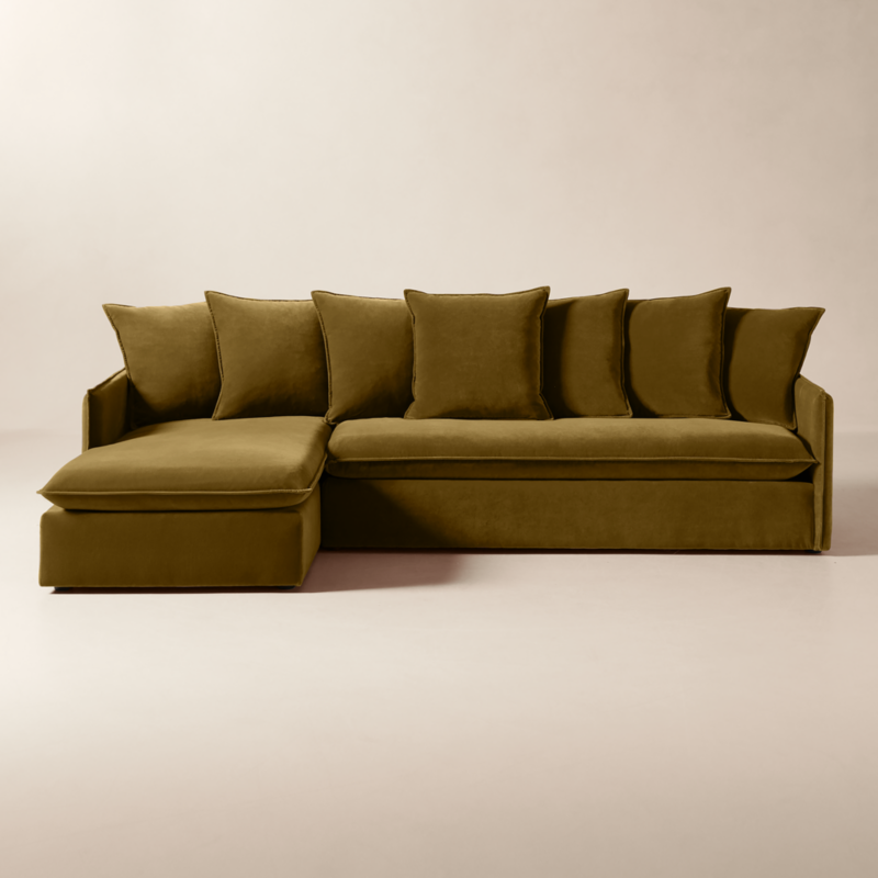 Corroy Scatter Back Brown Performance Velvet Left-Arm Chaise Sectional Sofa - image 0 of 11