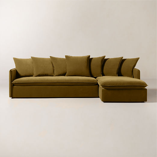 Corroy Scatter Back Olive Green Performance Velvet Right-Arm Chaise Sectional Sofa