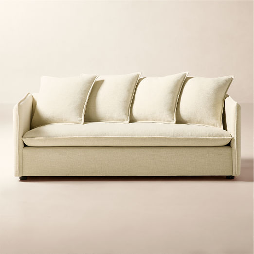 Corroy 78" Scatter Back Ivory Performance Linen Sleeper Sofa
