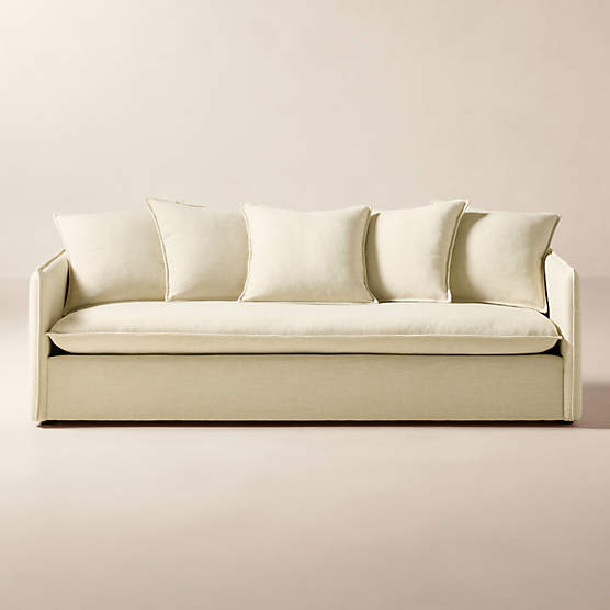 Corroy 93" Scatter Back Ivory Performance Linen Sofa