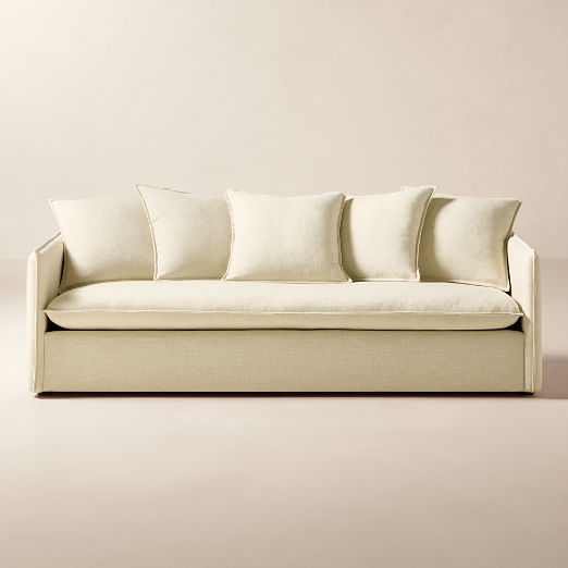 Corroy 93" Scatter Back Ivory Performance Linen Sofa