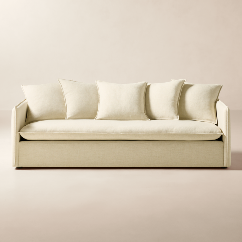 Corroy 93" Scatter Back Ivory Performance Linen Sofa - image 0 of 8