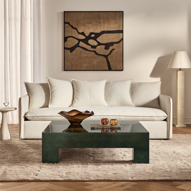 Corroy 93" Scatter Back Ivory Performance Linen Sofa - image 1 of 8
