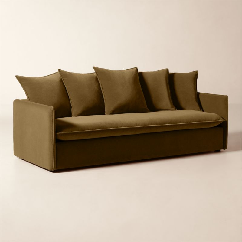 View Corroy 93" Scatter Back Brown Performance Velvet Sofa - image 3 of 9