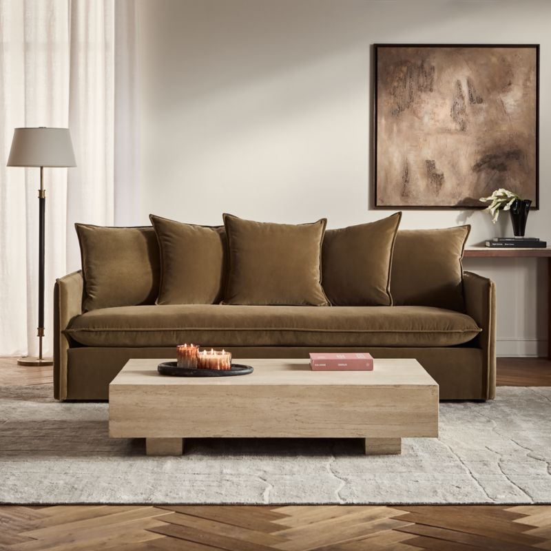 View Corroy 93" Scatter Back Brown Performance Velvet Sofa - image 2 of 9