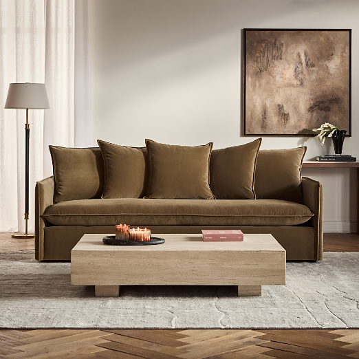 Corroy 93" Scatter Back Brown Performance Velvet Sofa