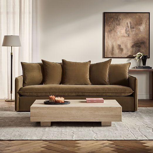 Corroy 93" Scatter Back Brown Performance Velvet Sofa