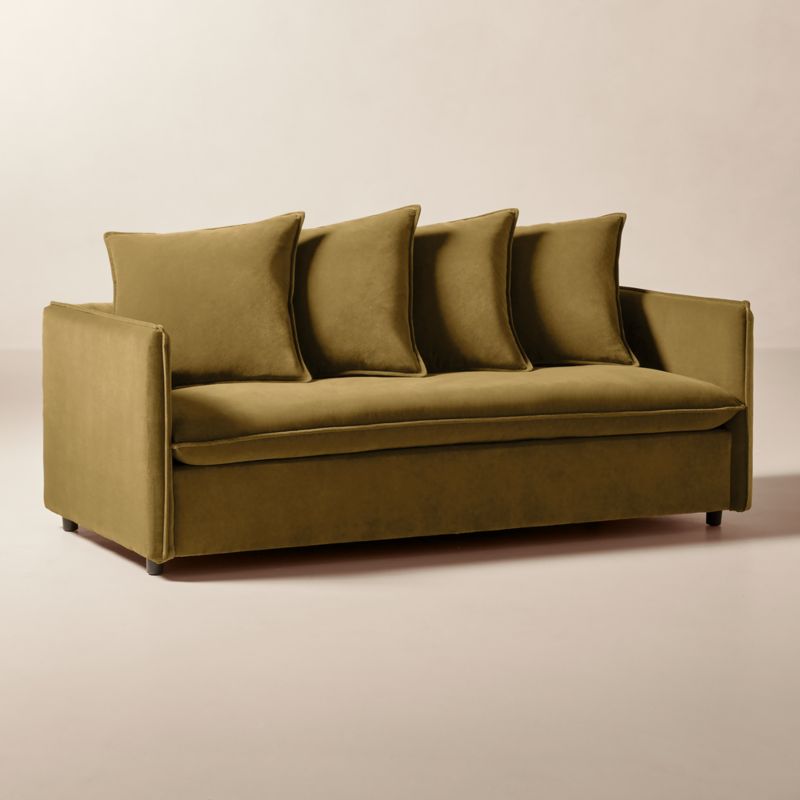 View Corroy 78" Scatter Back Brown Performance Velvet Sleeper Sofa - image 4 of 8