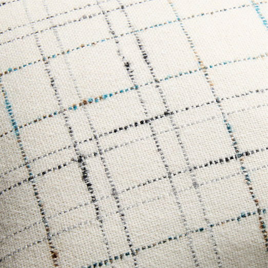 Corsa Off-White and Blue Plaid Italian Wool Lumbar Pillow with Down Alternative Insert 22"x15"