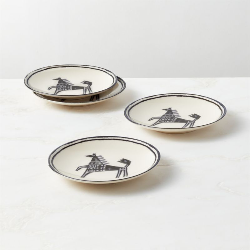 View Corvo White and Black Patterned Appetizer Plates Set of 4 by Ackerman details