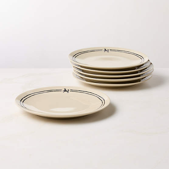 Corvo White and Black Patterned Dinner Plates Set of 6 by Ackerman