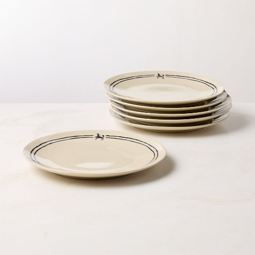 Corvo White and Black Patterned Dinner Plates Set of 6 by Ackerman