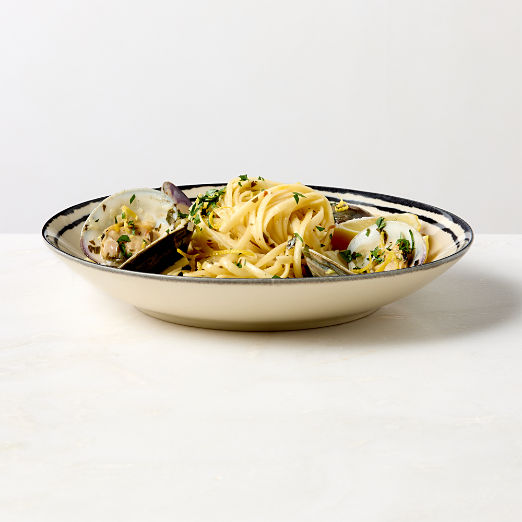 Corvo White and Black Patterned Pasta Bowl by Ackerman