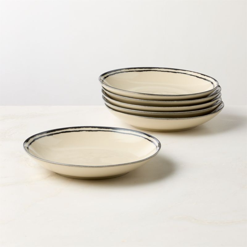 View Corvo White and Black Patterned Pasta Bowls Set of 6 by Ackerman details