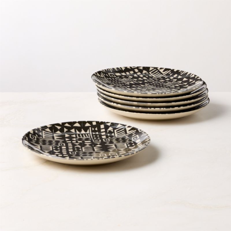 View Corvo White and Black Patterned Salad Plates Set of 6 by Ackerman details