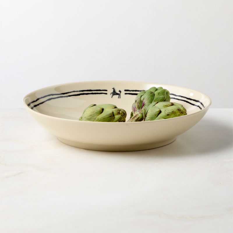View Corvo White and Black Patterned Serving Bowl by Ackerman details