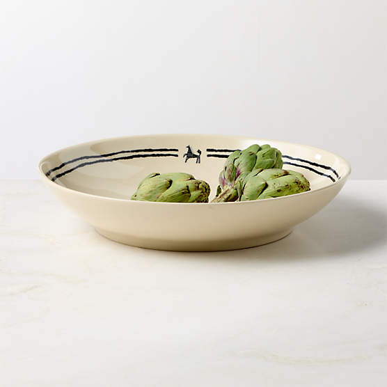 Corvo White and Black Patterned Serving Bowl by Ackerman