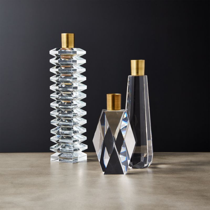 View Cosette Crystal Taper Candle Holders Set of 3 details